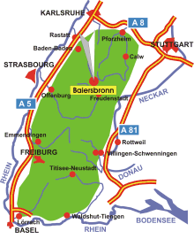 Karte Anreise nach Baiersbronn