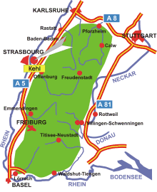 Schwarzwald-Karte Kehl am Rhein