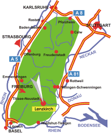 Lage der Gemeinde Lenzkirch im Schwarzwald