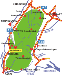 Schwarzwald-Karte Waldkirch