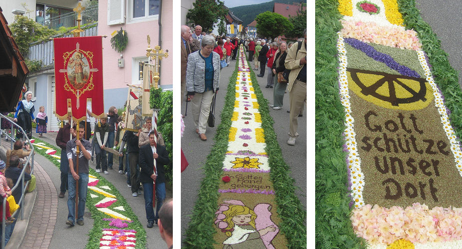 Blumenteppiche zu Fronleichnam in Mühlenbach