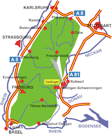 Schwarzwald-Karte zur Orientierung