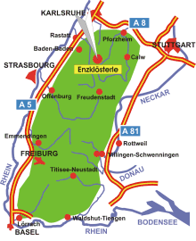 Schwarzwald-Karte Enzklösterle