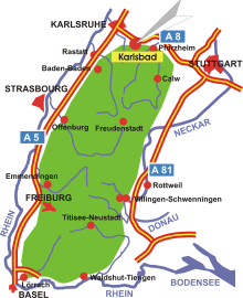 Schwarzwald-Karte Karlsbad