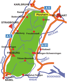 Schwarzwald-Karte Pforzheim