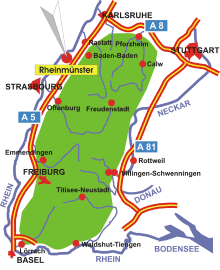 Schwarzwald-Karte Rheinmünster im Schwarzwald