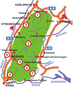 Karte historische Eisenbahnen im Schwarzwald