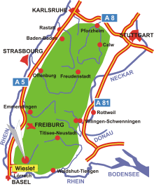 Lage der Gemeinde Wieslet im Schwarzwald