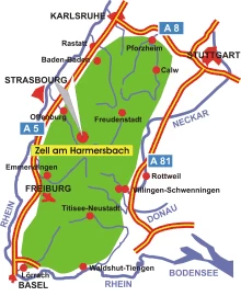 Schwarzwald-Karte Zell am Harmersbach