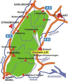 Schwarzwald-Karte Zimmern ob Rottweil